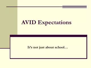 AVID Expectations