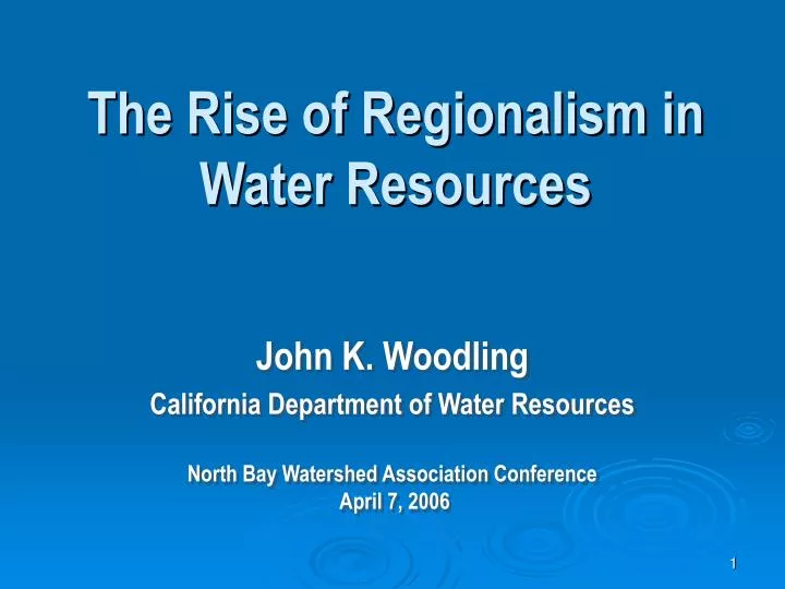 the rise of regionalism in water resources
