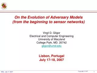 On the Evolution of Adversary Models (from the beginning to sensor networks)