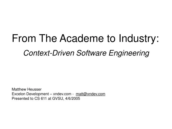 from the academe to industry