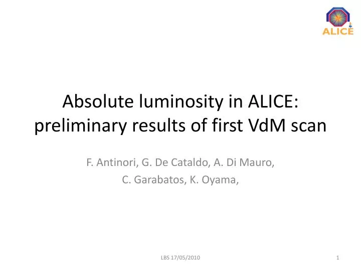 absolute luminosity in alice preliminary results of first vdm scan