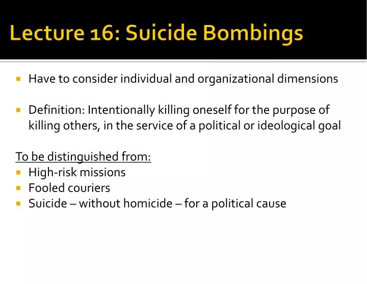 lecture 16 suicide bombings