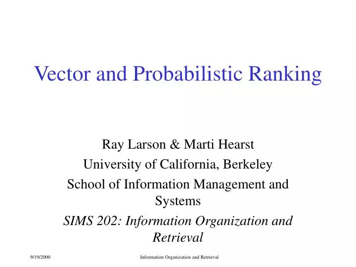 vector and probabilistic ranking