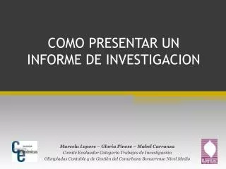 como presentar un informe de investigacion