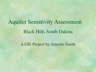 Aquifer Sensitivity Assessment