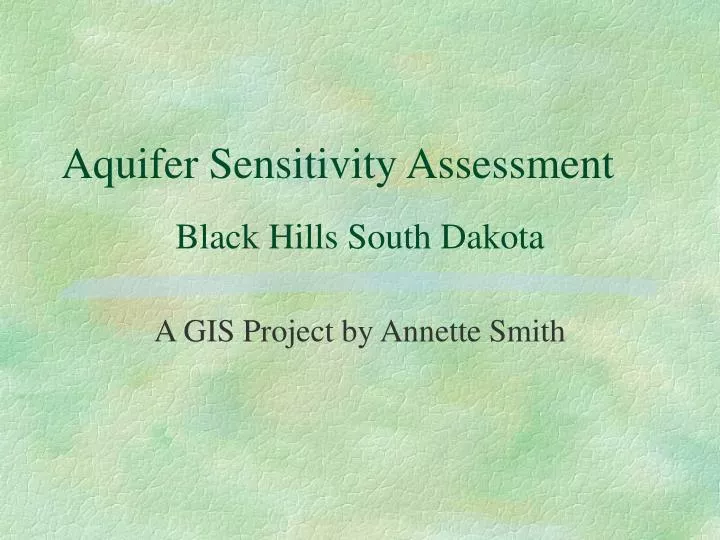aquifer sensitivity assessment