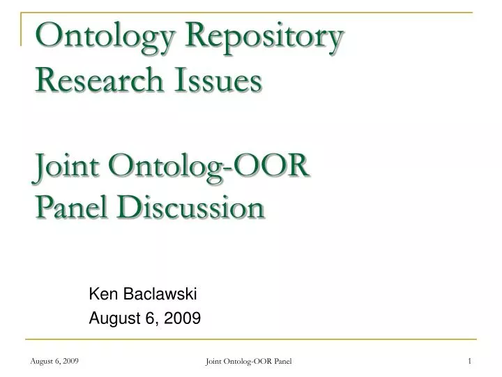 ontology repository research issues joint ontolog oor panel discussion