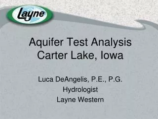 Aquifer Test Analysis Carter Lake, Iowa