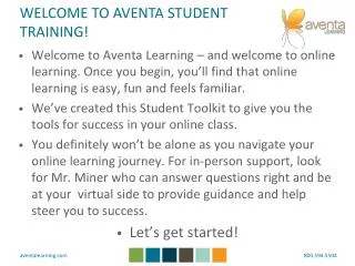 WELCOME TO AVENTA STUDENT TRAINING!