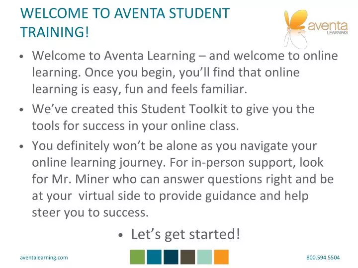 welcome to aventa student training