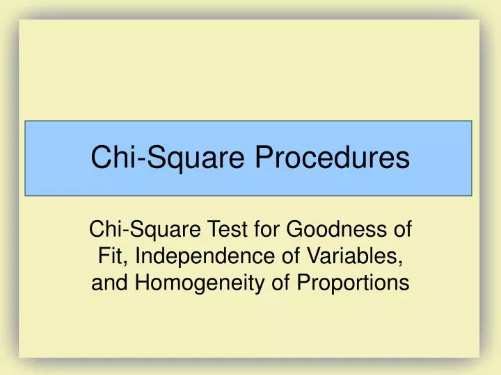 chi square procedures
