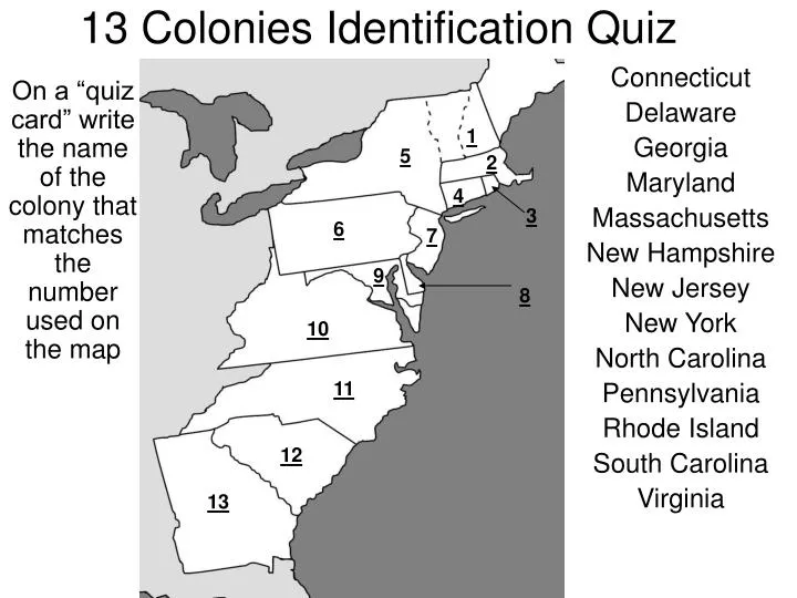 13 colonies identification quiz