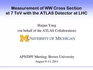 Measurement of WW Cross Section at 7 TeV with the ATLAS Detector at LHC