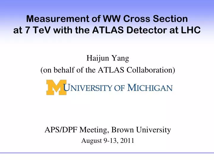 measurement of ww cross section at 7 tev with the atlas detector at lhc