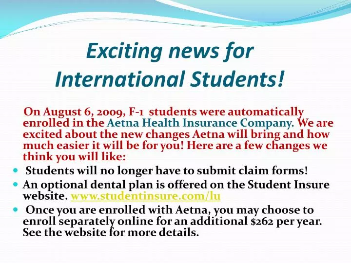 exciting news for international students