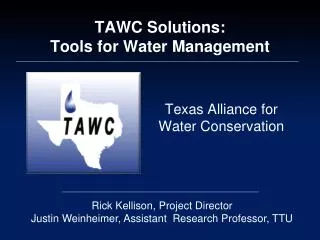 TAWC Solutions: Tools for Water Management