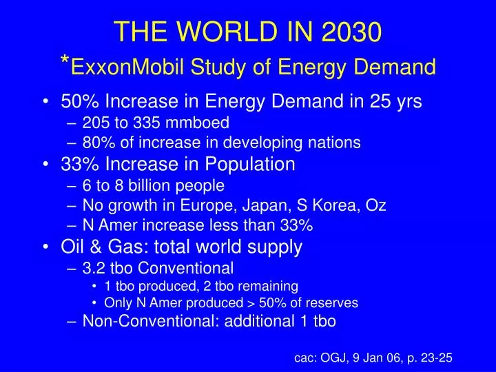 the world in 2030 exxonmobil study of energy demand