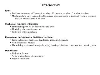 INTRODUCTION Spine