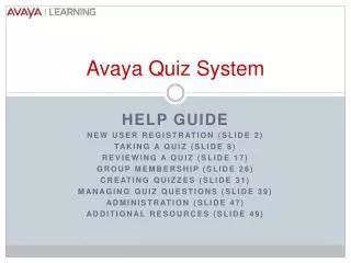 Avaya Quiz System