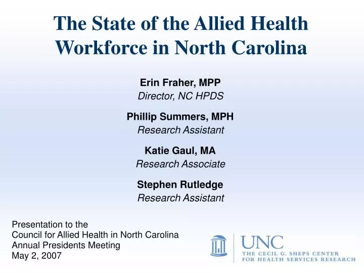 the state of the allied health workforce in north carolina