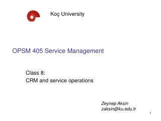 OPSM 405 Service Management