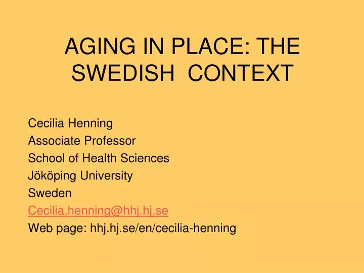 aging in place the swedish context