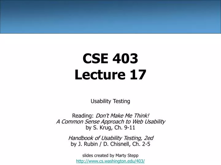 cse 403 lecture 17