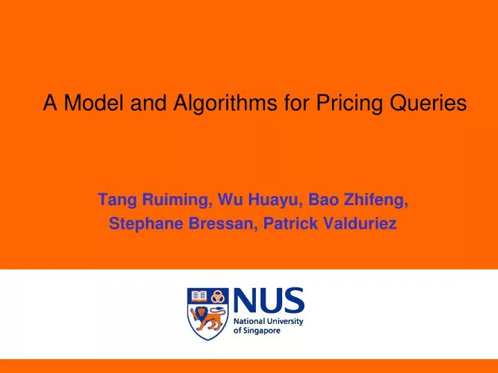 a model and algorithms for pricing queries