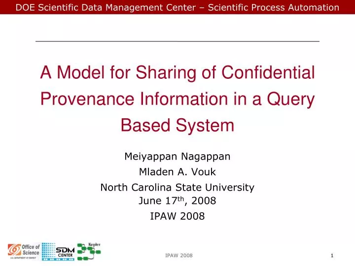 a model for sharing of confidential provenance information in a query based system