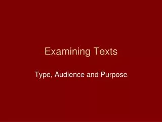 Examining Texts