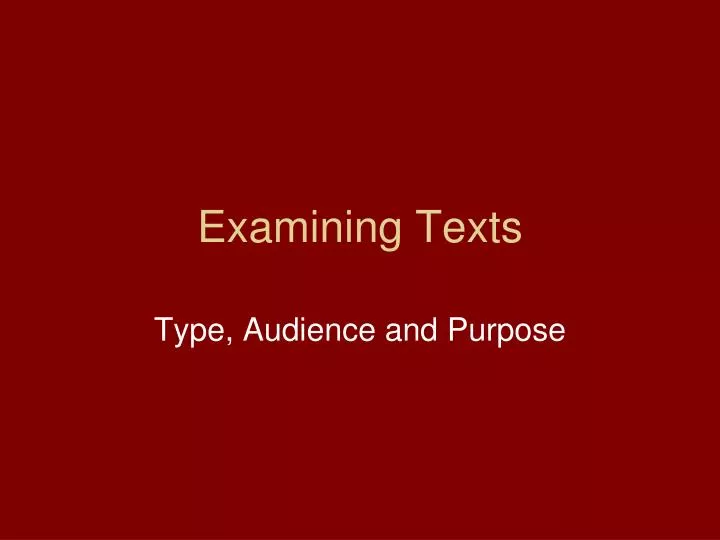 examining texts