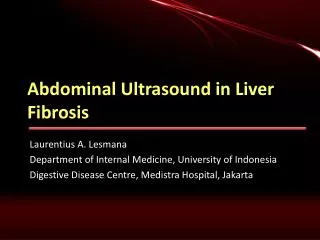 Abdominal Ultrasound in Liver Fibrosis