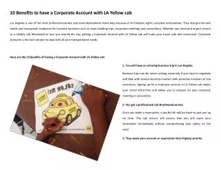 10 Benefits to have a Corporate Account with LA Yellow cab