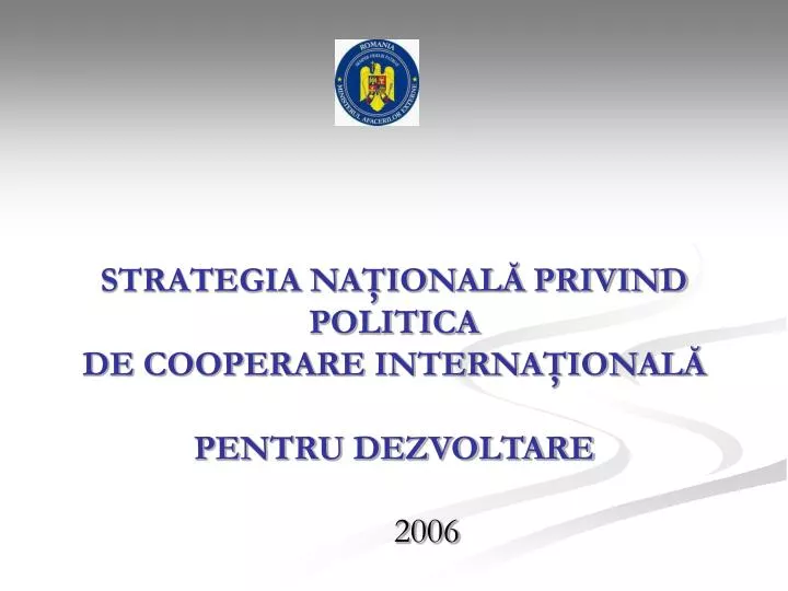 strategia na ional privind politica de cooperare interna ional pentru dezvoltare