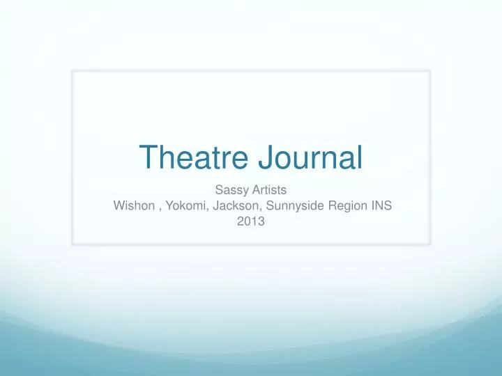 theatre journal