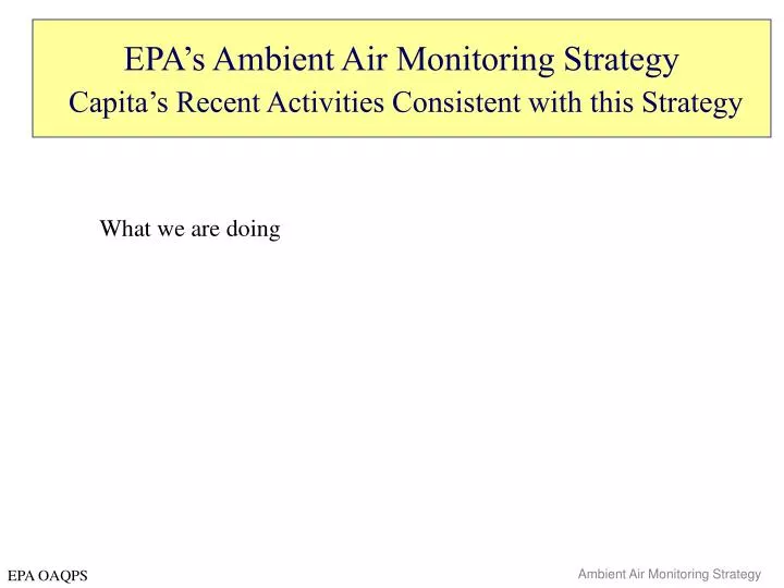 epa s ambient air monitoring strategy capita s recent activities consistent with this strategy