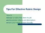 Tips For Effective Rubric Design - slide 1