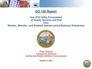 GO 156 Report Year 2010 Utility Procurement of Goods, Services and Fuel from