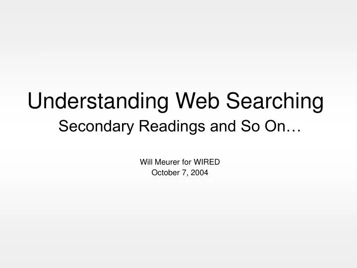 understanding web searching