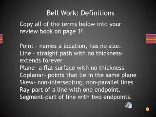 Bell Work: Definitions