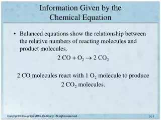 Information Given by the Chemical Equation