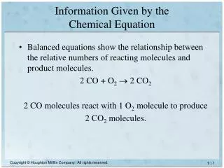 information given by the chemical equation