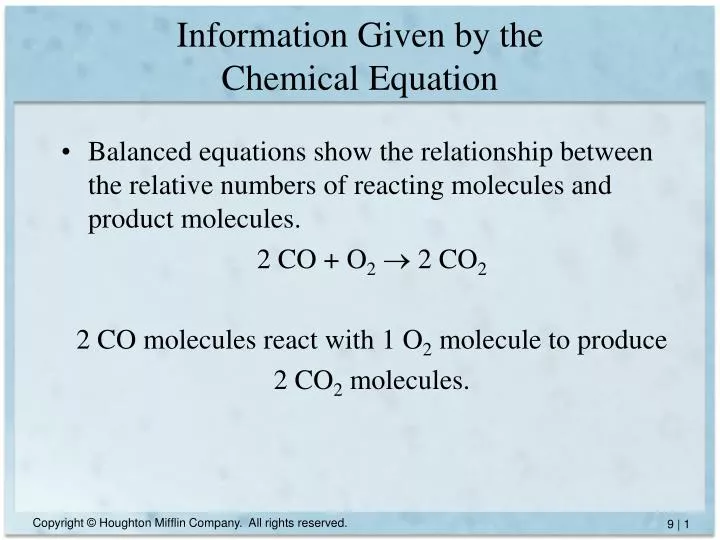 information given by the chemical equation