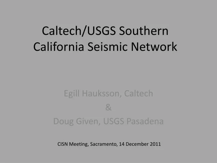 caltech usgs southern california seismic network