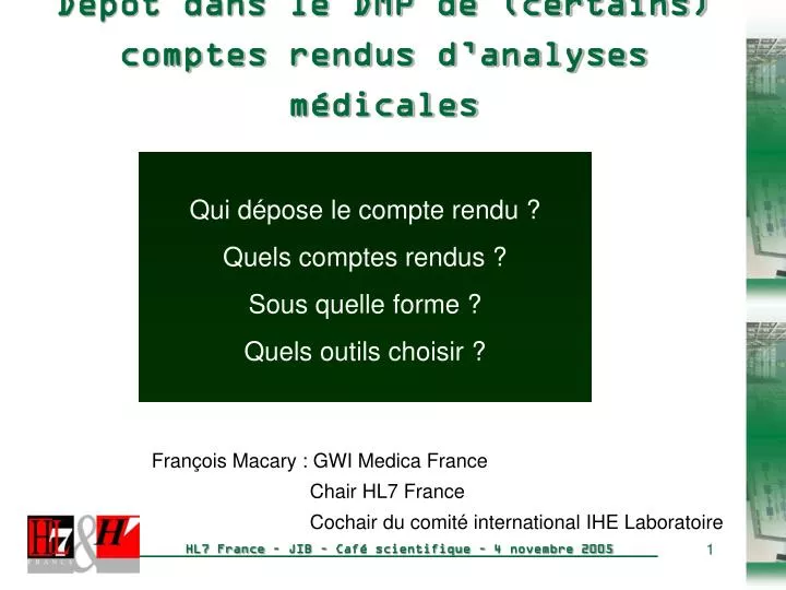 d p t dans le dmp de certains comptes rendus d analyses m dicales