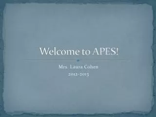 Welcome to APES !