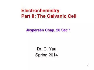 Electrochemistry Part II: The Galvanic Cell