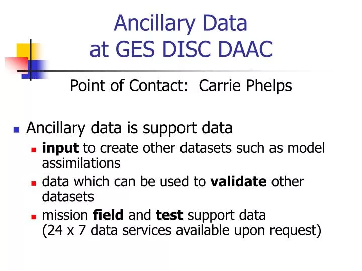 ancillary data at ges disc daac