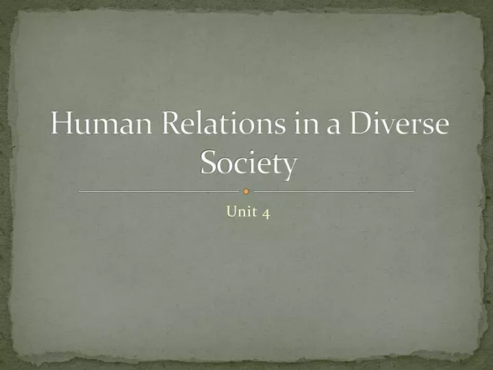 human relations in a diverse society