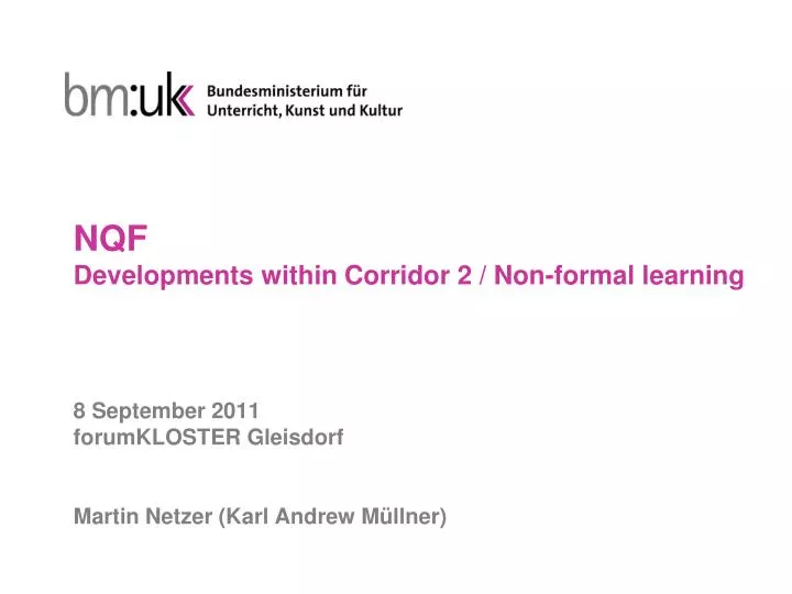 nqf developments within corridor 2 non formal learning